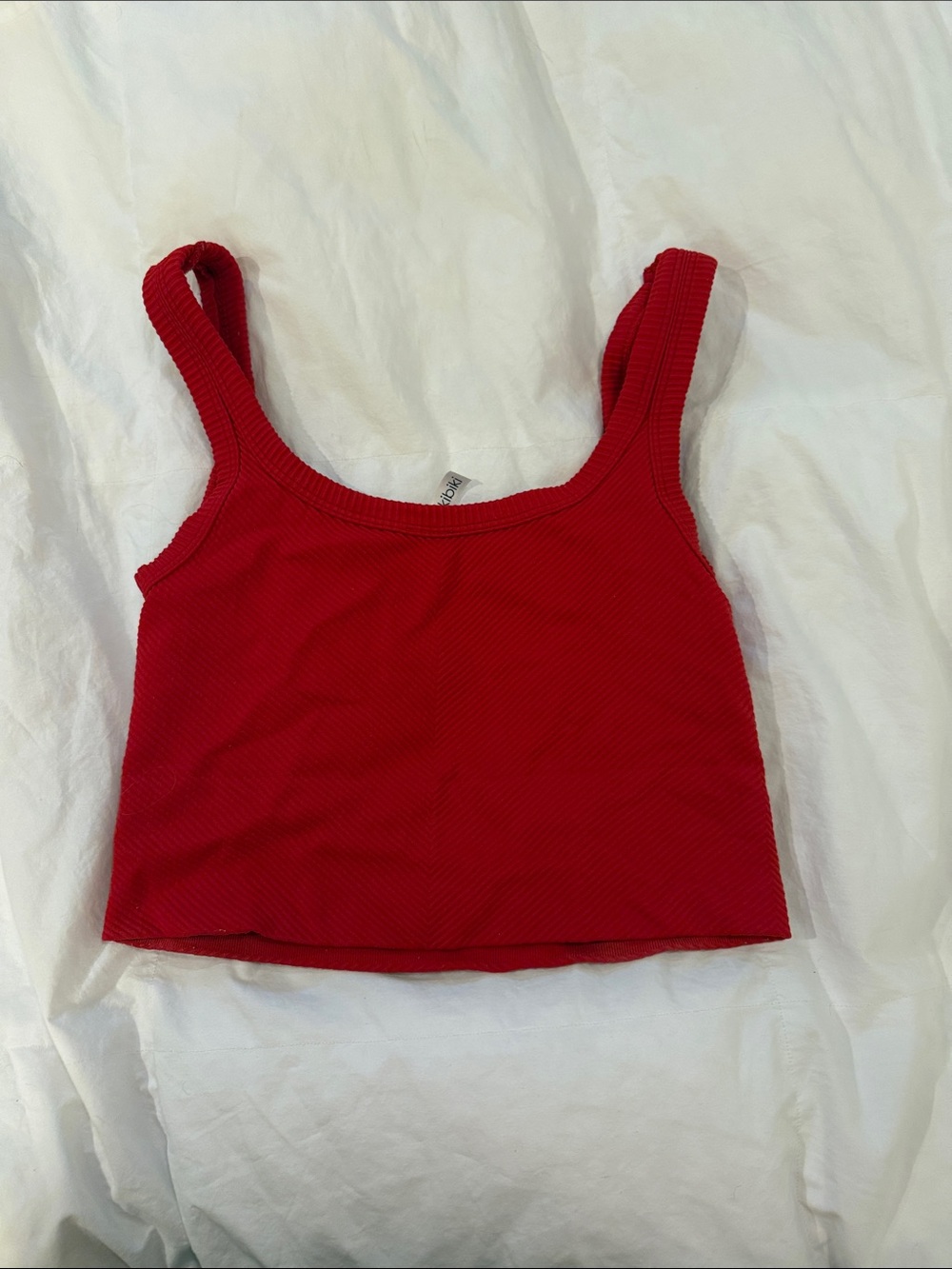 Nikibiki Red Ribbed Cropped Tank Top
